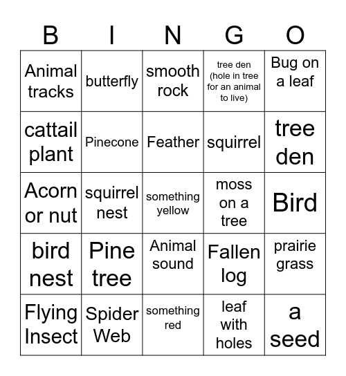 Habitat Bingo Card