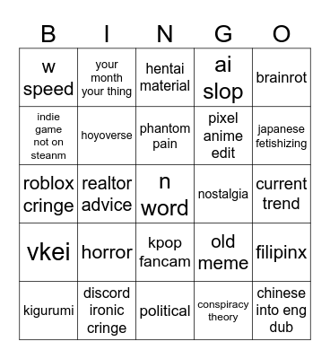 reels Bingo Card