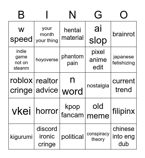 reels Bingo Card