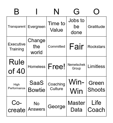 Corporate Bingo Card