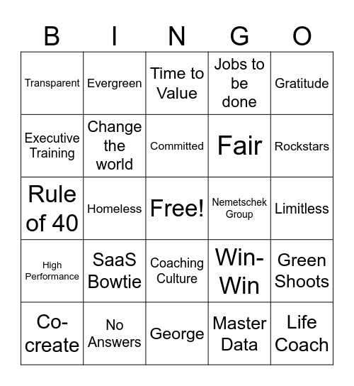Corporate Bingo Card