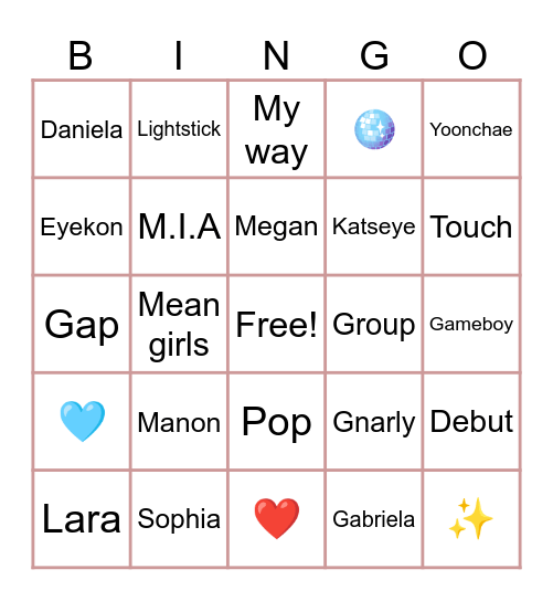 Katseye Bingo Card