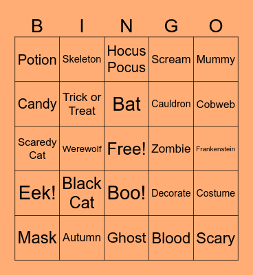BCS Halloweek Bingo Card