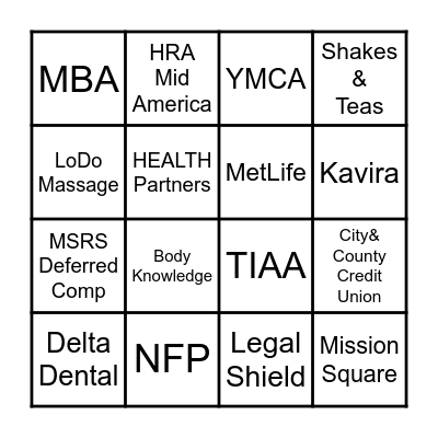 Maplewood Benefits Fair 2025 Bingo Card