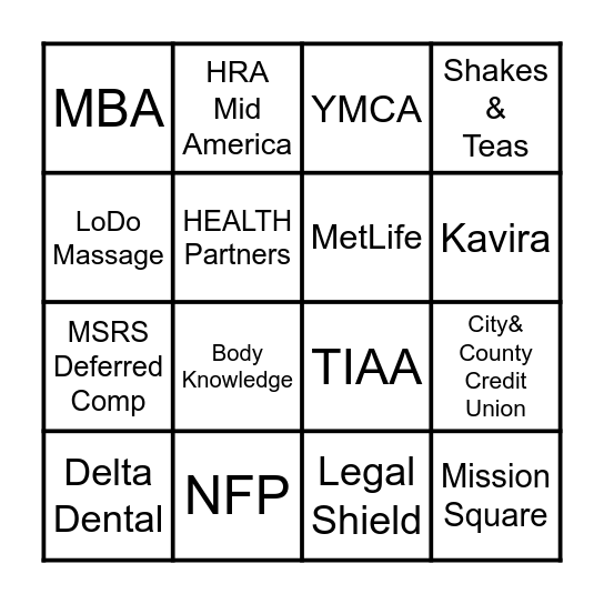Maplewood Benefits Fair 2025 Bingo Card