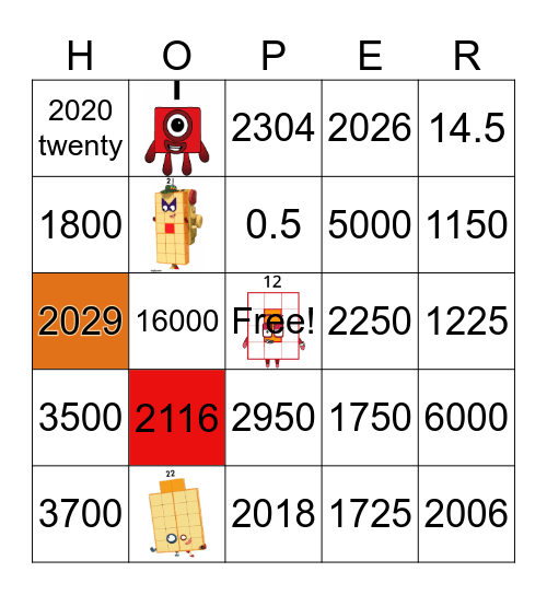 Number blocks Bingo Card