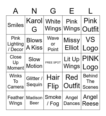 Victoria's Secret Fashion Show 2025 Bingo Card