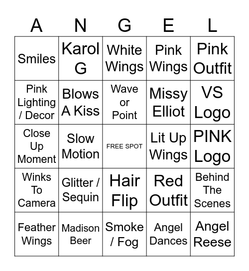 Victoria's Secret Fashion Show 2025 Bingo Card