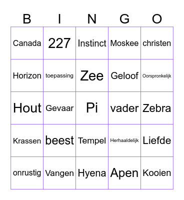 Woorden van de week Bingo Card