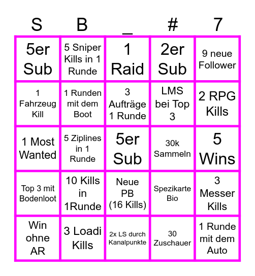 ShOTBOy's Bingo Party Bingo Card