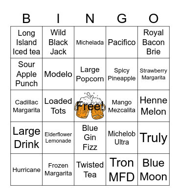 'Blackout' Bar Bingo Card