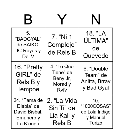 Bingo sin título Bingo Card