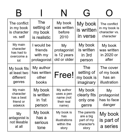 Independent reading BINGO Card