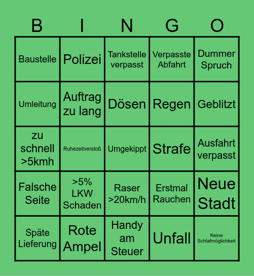 OZEFLYER ETS2 Bingo Card