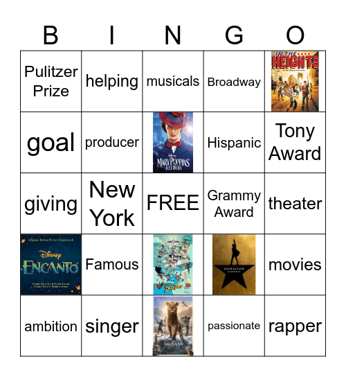 Lin-Manuel Miranda Bingo Card