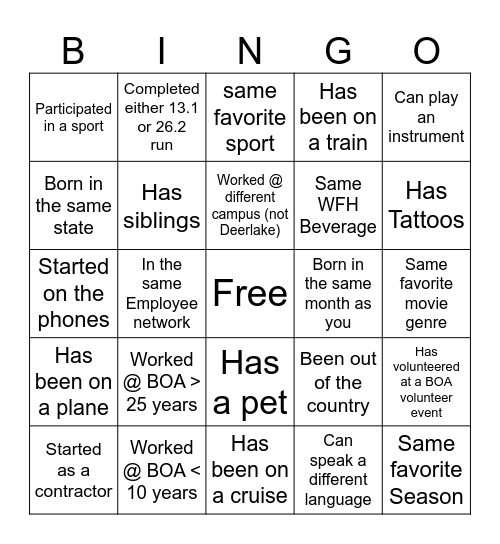 NLLP Meet & Greet Bingo Card