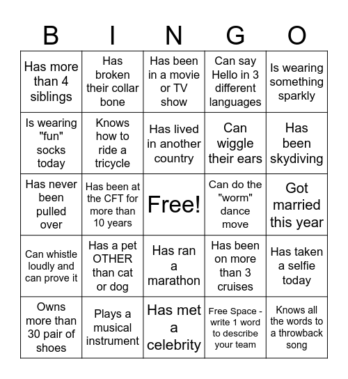 HUMAN BINGO !! Bingo Card