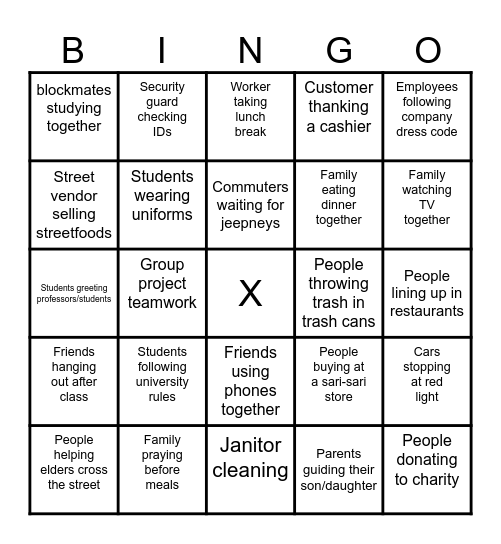 Sociology Bingo Card