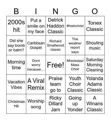 Gospel Bingo Card