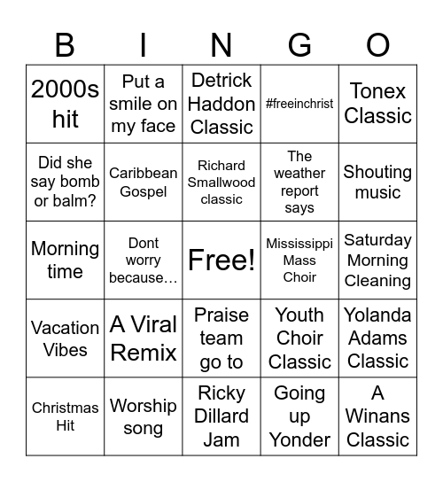 Gospel Bingo Card
