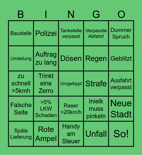 OZEFLYER ETS2 Bingo Card
