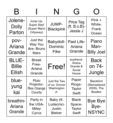 #2- PB&J Bingo Card