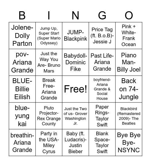 #2- PB&J Bingo Card