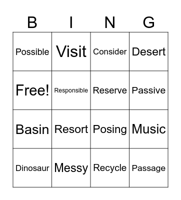Middle /s/ Practice Bingo Card