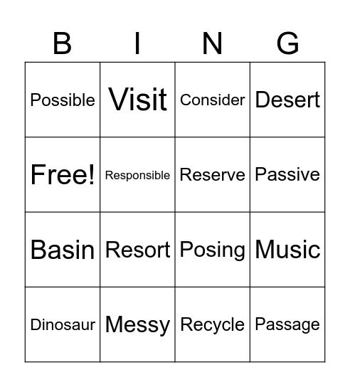 Middle /s/ Practice Bingo Card