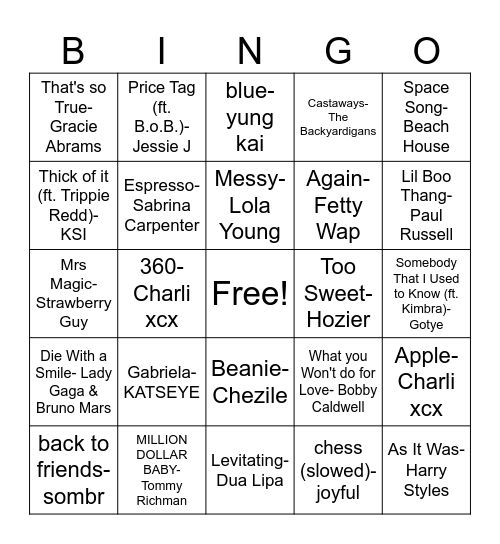 #1- Instagram Audios + Trends Bingo Card