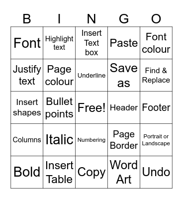 Word Bingo Card