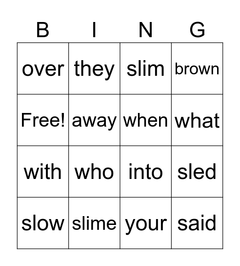 Dawson and Axel Spelling Words Bingo Card
