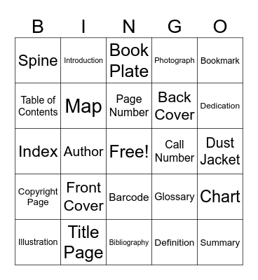 Library Books Bingo Card