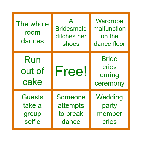 Sara & Aidan's Wedding Bingo Card