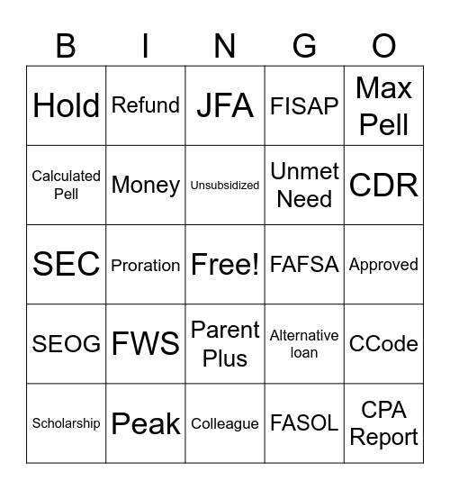 National FA Day Bingo Card