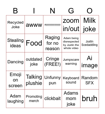 Lankybox bingo night Bingo Card