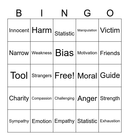 Empathy and it's Disconnects Bingo Card
