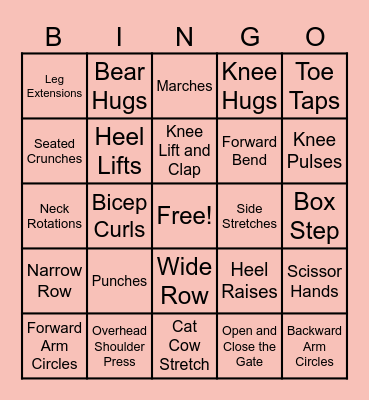 Exercise Bingo Card