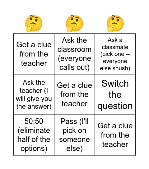 LIFELINES Bingo Card