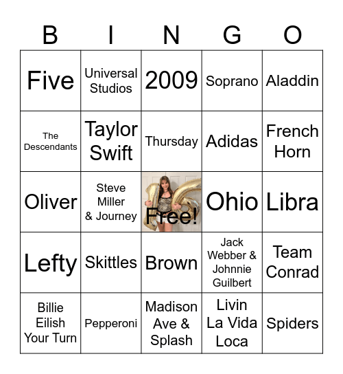Madi Trivia Bingo Card