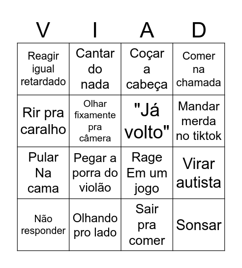 Ruan gay Bingo Card