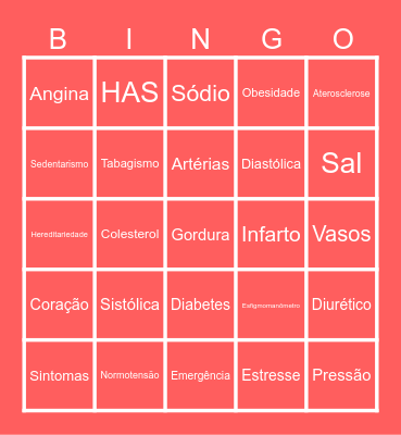 Bingo Hipertensão Bingo Card