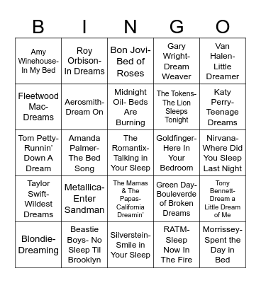 Radio Bingo Bedtime Bingo Card
