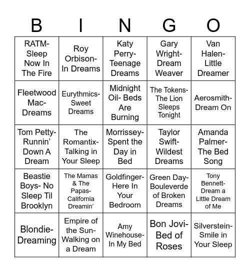 Radio Bingo Bedtime Bingo Card