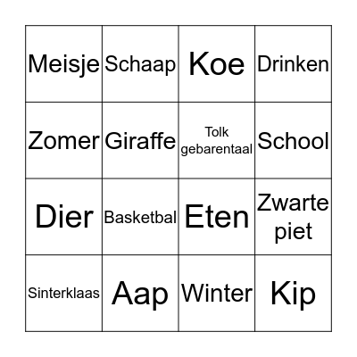 Gebarenbigo Bingo Card