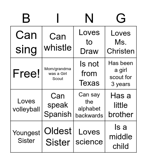 Troop 2310 Bingo Card