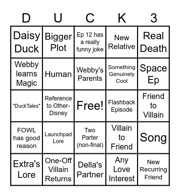 DuckTales S3 Bingo Card