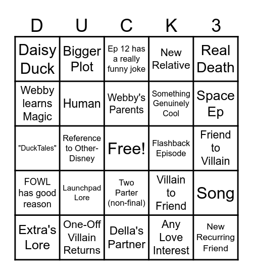 DuckTales S3 Bingo Card