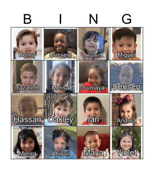 Friend Bigno Bingo Card