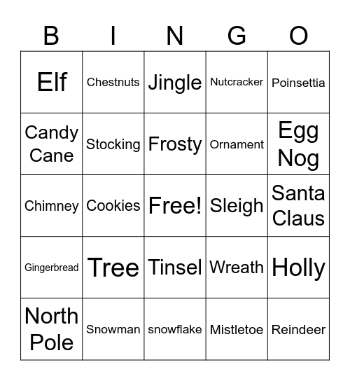 Christmas Bingo Card
